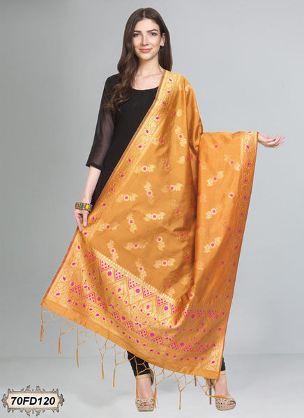 Women's Jacquard Banarasi Woven Heavy Poly Silk Dupatta ( 70FD120,Free Size)