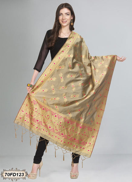 Women's Jacquard Banarasi Woven Heavy Poly Silk Dupatta ( 70FD123,Free Size)