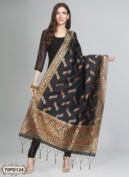 Women's Jacquard Banarasi Woven Heavy Poly Silk Dupatta ( 70FD124,Free Size)