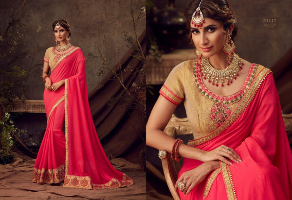 Two Tonned Silk Saree Designer Style