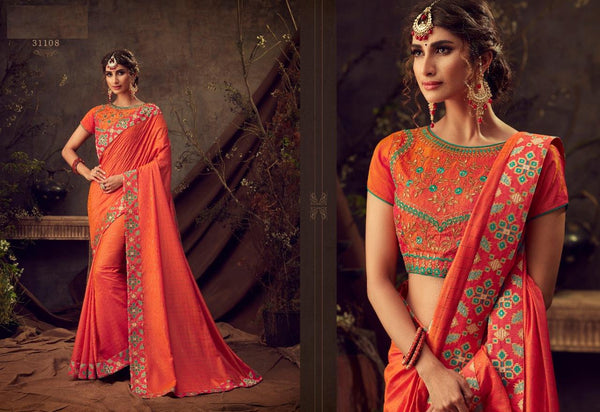 Two Tonned Silk Saree Designer Style
