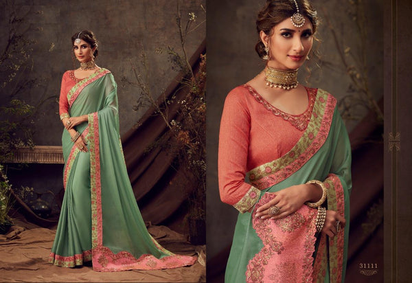 Two Tonned Silk Saree Designer Style