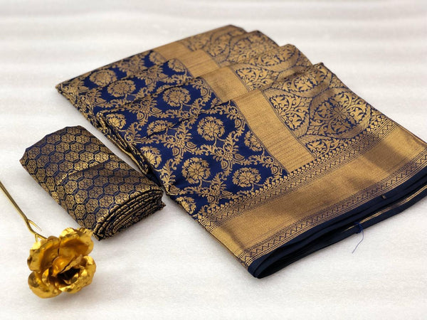 Indigo Blue Banarasi Silk Saree