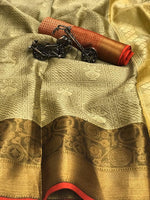 Goldern Kora Muslin Silk Saree