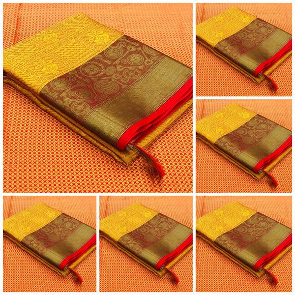 Yellow Kora Muslin Silk Saree