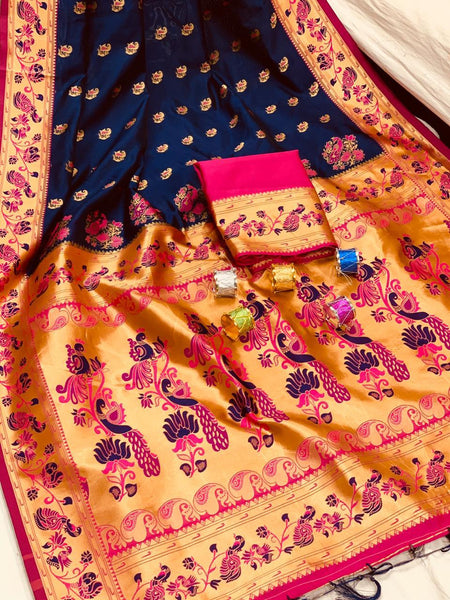 Blue Lichi Silk Saree