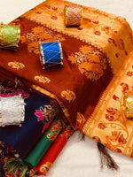 Dark Green Lichi Silk Saree