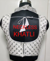 Silver Designer Blouse with Khatali Neck Work
