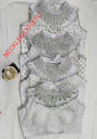 Silver Designer Blouse with Khatali Neck Work