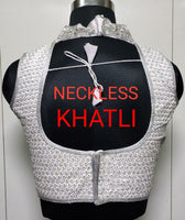Silver Designer Blouse with Khatali Neck Work