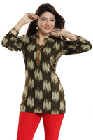 Gorgeous Green Ikkat Rayon Print Short Kurti Latest Design