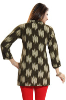 Gorgeous Green Ikkat Rayon Print Short Kurti Latest Design
