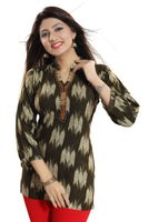 Gorgeous Green Ikkat Rayon Print Short Kurti Latest Design
