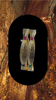 Oxidized Gold plated bangles adorned with ruby, emerald and white stones