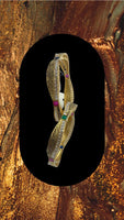 Oxidized Gold plated bangles adorned with ruby, emerald and white stones