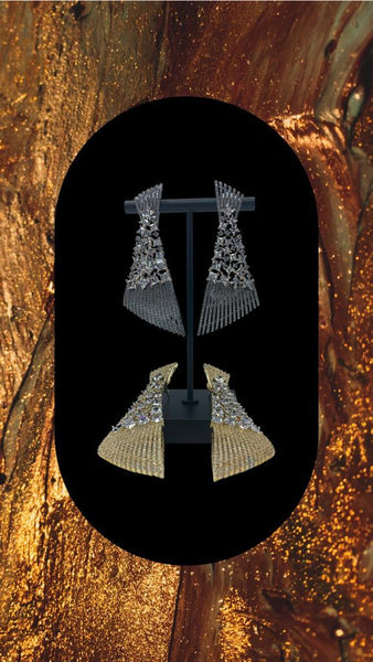 AD diamond studded earrings in gold and silver