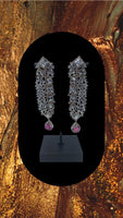 Rose Gold and silver plated with white AD Zirconia diamond and ruby designer earrings