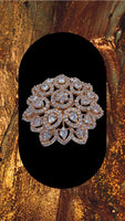 Rose gold plated adjustable ring adorned with high quality Zirconia diamonds
