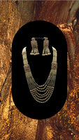 Cream beaded long necklace set with earrings