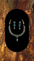 Reversible traditional ethnic feroza kundan set with earrings