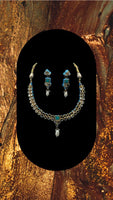 Reversible traditional ethnic feroza kundan set with earrings