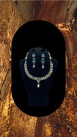 Reversible traditional ethnic feroza kundan set with earrings