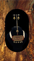 3 pc oxidized gold plated choker set adorned with moti work