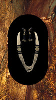 Black and cream long necklace moti sets mixed with crystal beads with earrings