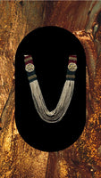 Multi color long moti necklace set mixed with crystal beads and earrings