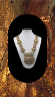 RANI HAR - Long gold plated ethnic necklace adorned with multi coloured diamonds