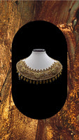 Gold plated choker style necklace adorned with polki kundan and high quality beads
