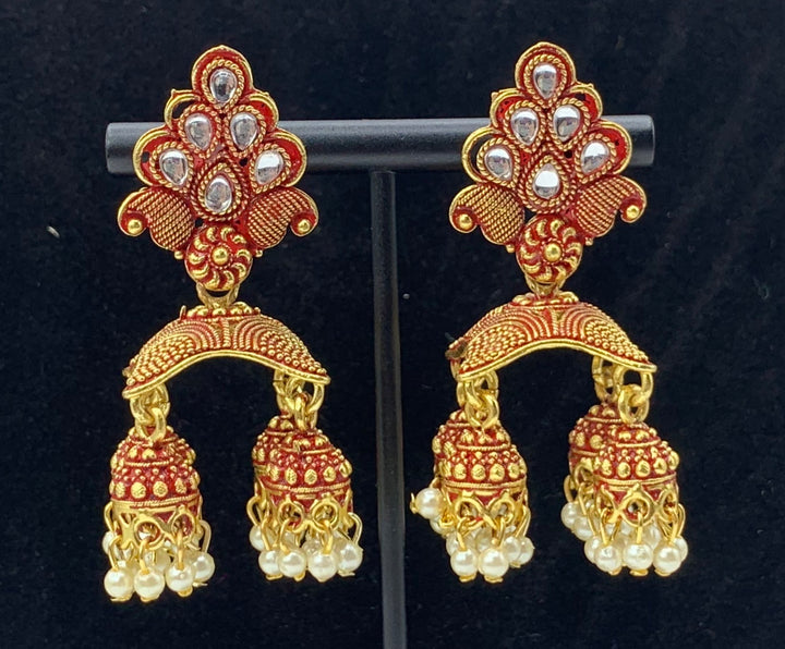 Oxidized Gold Peacock design Jumki earrings