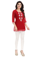 MD - 206 - Red Designer Short Tunic Top for Women