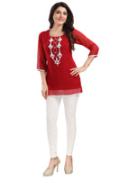 MD - 206 - Red Designer Short Tunic Top for Women