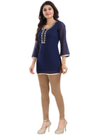 Elegant Ethnic Navy Blue Georgette Designer Tunic Top