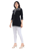 Blissful Black Women Embroidered Boho Chic Tunic Top