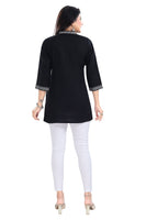 Blissful Black Women Embroidered Boho Chic Tunic Top