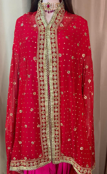 Heavy Bright Red Georgette Dupatta