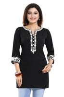 Enticing Black Embroidered Women Short Tunic Design