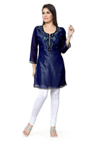 Navy Blue Georgette Short Tunic with Embroidery