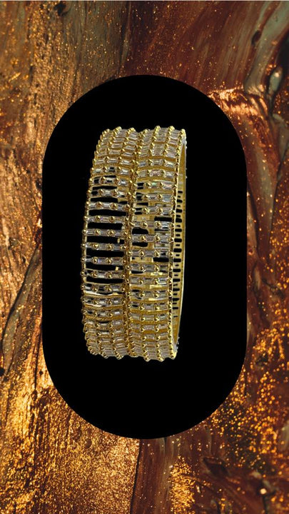 Gold plated high quality zirconia white diamond bangle set