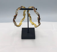 Gold plated peacock design bangles of minnakari work adorned with white zirconia diamonds