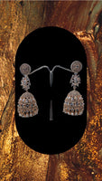Rose Gold plated with white Zirconia diamond Jumki style earrings