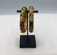 Gold plated Minnakari bangle set of two adorned with zirconia diamonds