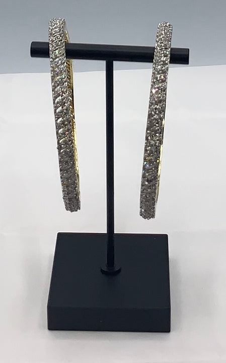 Gold plated white zirconia diamond bangle set of two pcs