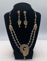 Gold and silver plated peacock design necklace set