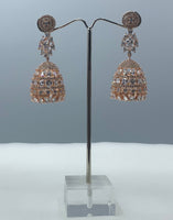 Rose Gold plated with white Zirconia diamond Jumki style earrings