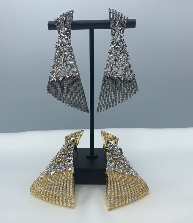 AD diamond studded earrings in gold and silver
