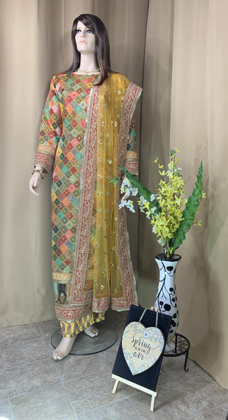 Pakistani Style Silk Designer Suit set