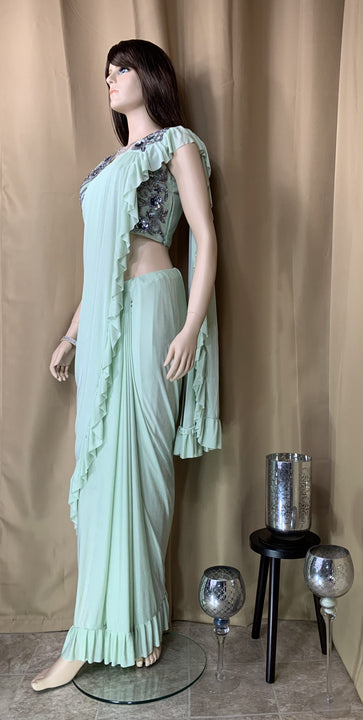Designer Sea Green ready to wear Saree
